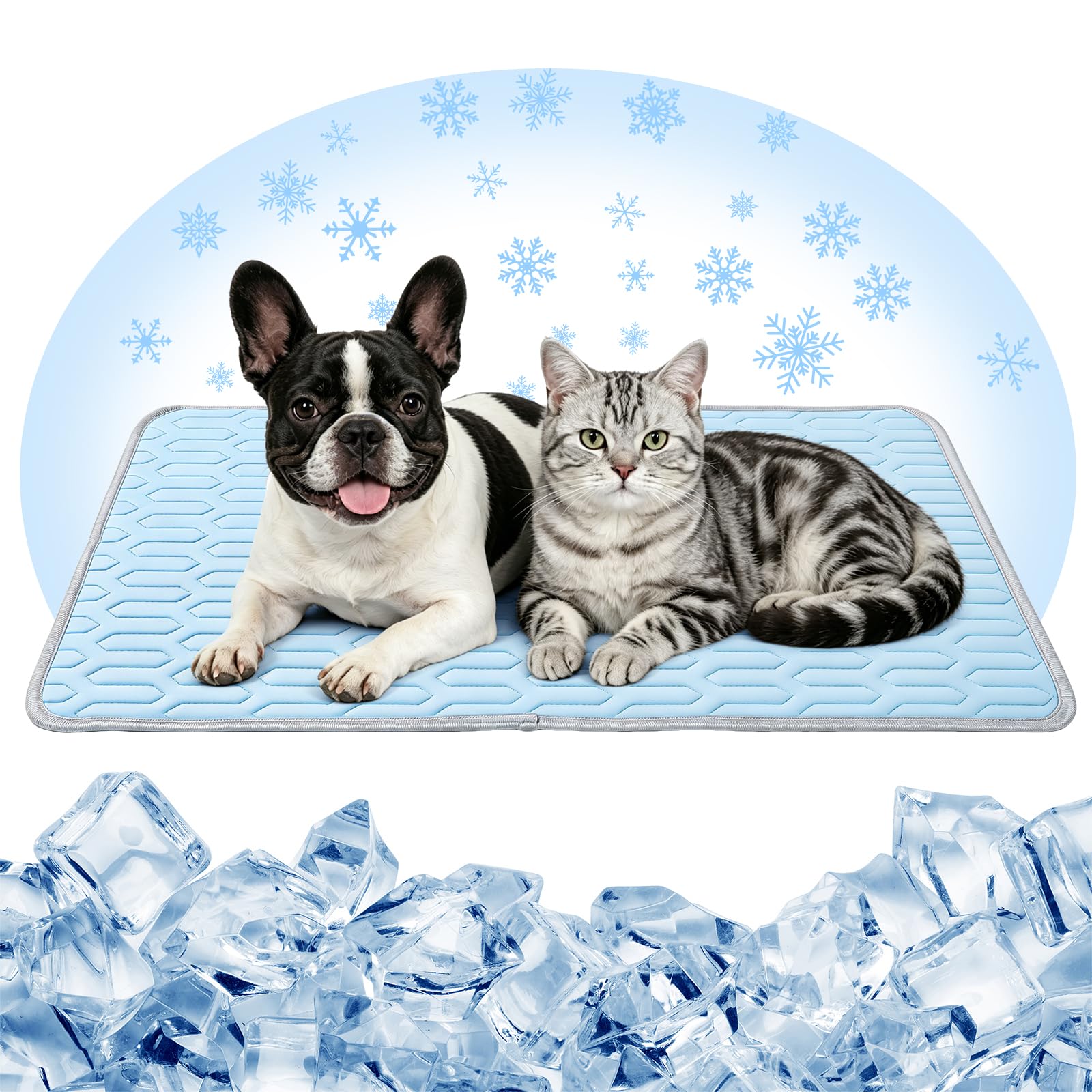 Aovanta Dog Cooling Mat, Summer Cool Mat for Dogs, Self Pet Cooling Pads, Washable Pet Cooling Mat for Indoor Outdoor Travel Summer Use (Blue, 70 x 50 cm)