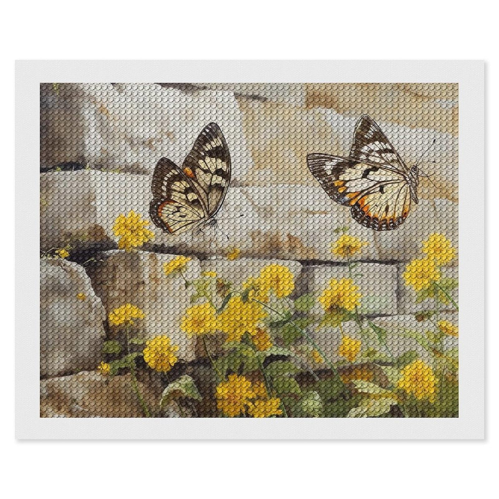 Butterfly on The Wall Diamond Art Kits for Adults, DIY 5D Diamonds Painting Kits for Beginner, Round Full Drill Diamond Dots Painting, 16"x20" Diamonds Pictures Gem Art and Crafts Wall Decor
