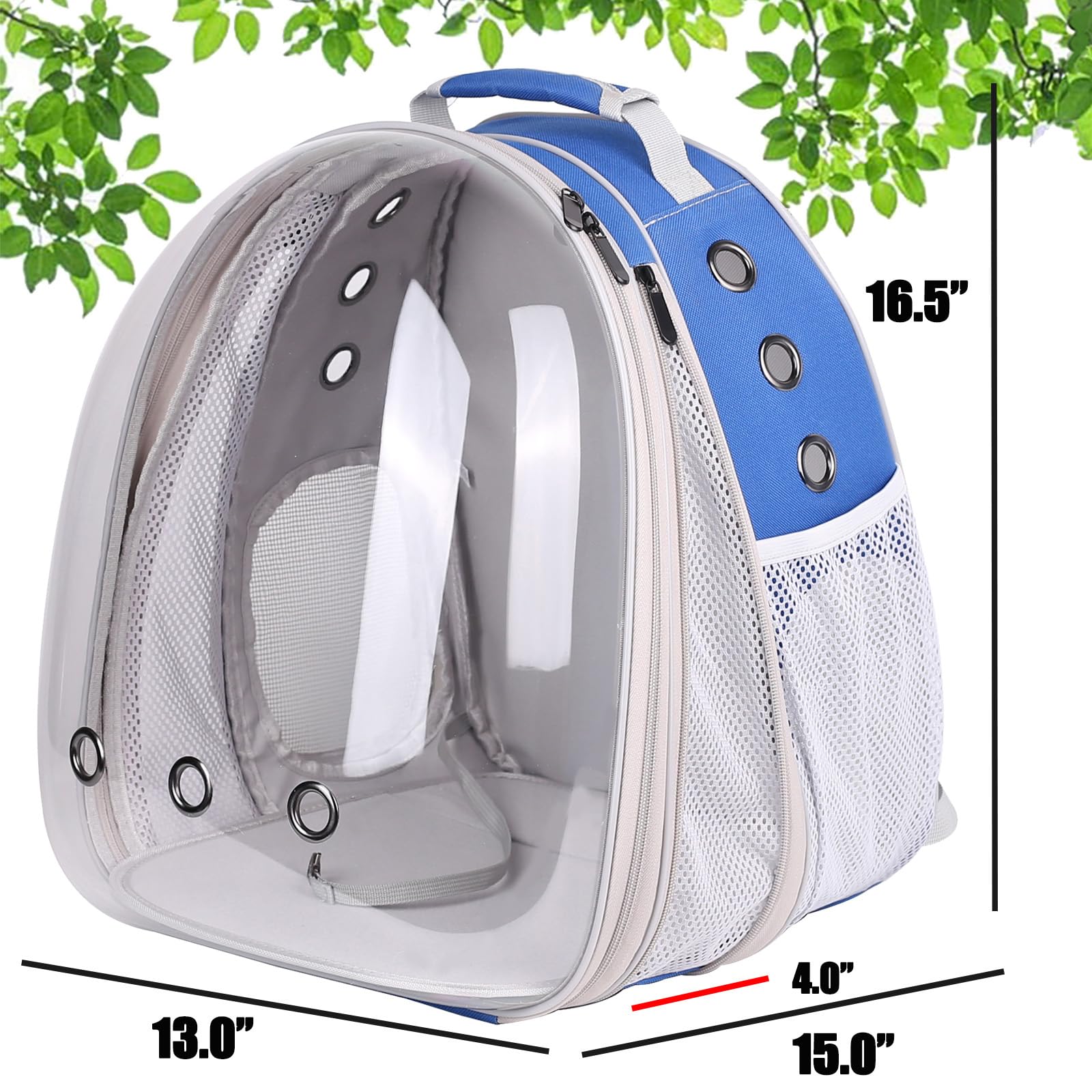 Mochila expandible para gatos, se ajusta hasta 20 libras, cápsula espacial, astronauta burbuja, ventana, mochila para mascotas para gatos grandes y cachorros pequeños (azul, extensión frontal)