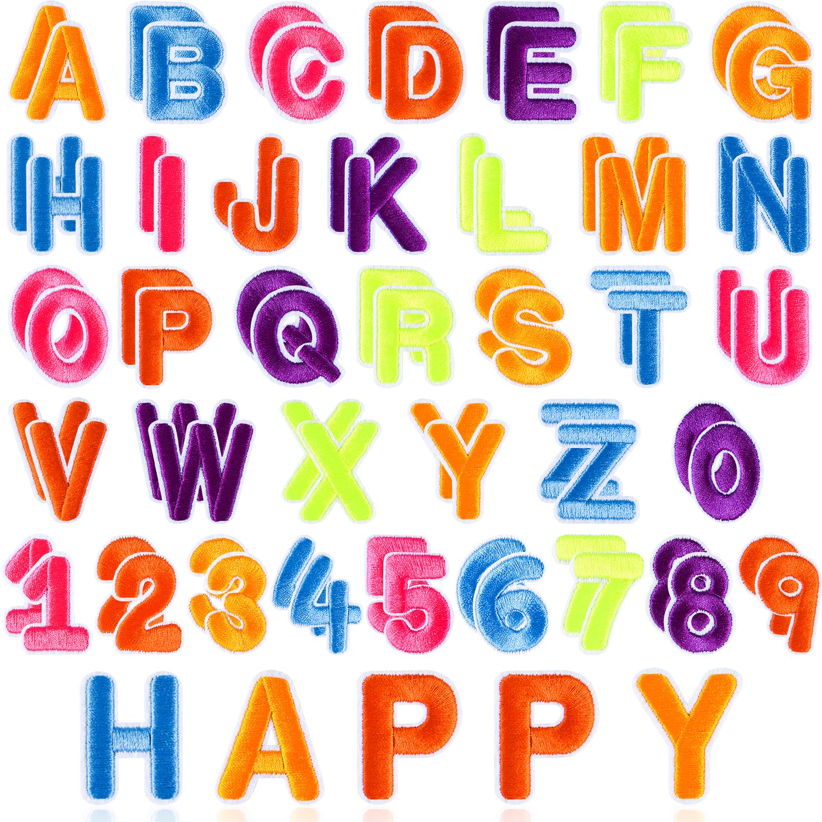ASTARON 72 Pcs Iron on Letters and Numbers Patches,1.3 Inch Letters A-Z Numbers 0-9 Embroidered Applique Patches Alphabet Cloth Patch for Clothes, Bags, Socks, Jeans, Hat, DIY Accessories(Colorful