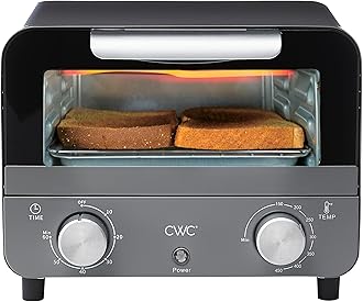 COOK WITH COLORMini Toaster Oven: 600W Power, Precision Timer, Auto Shutoff, and Culinary Delights Up To 450 Degrees, Grey