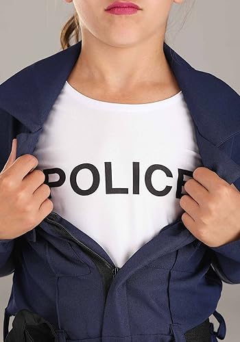 Miniatura 8 de Disfraz táctico de policía para niñas, disfraz de equipo policial para niñas, Azul Patchwork