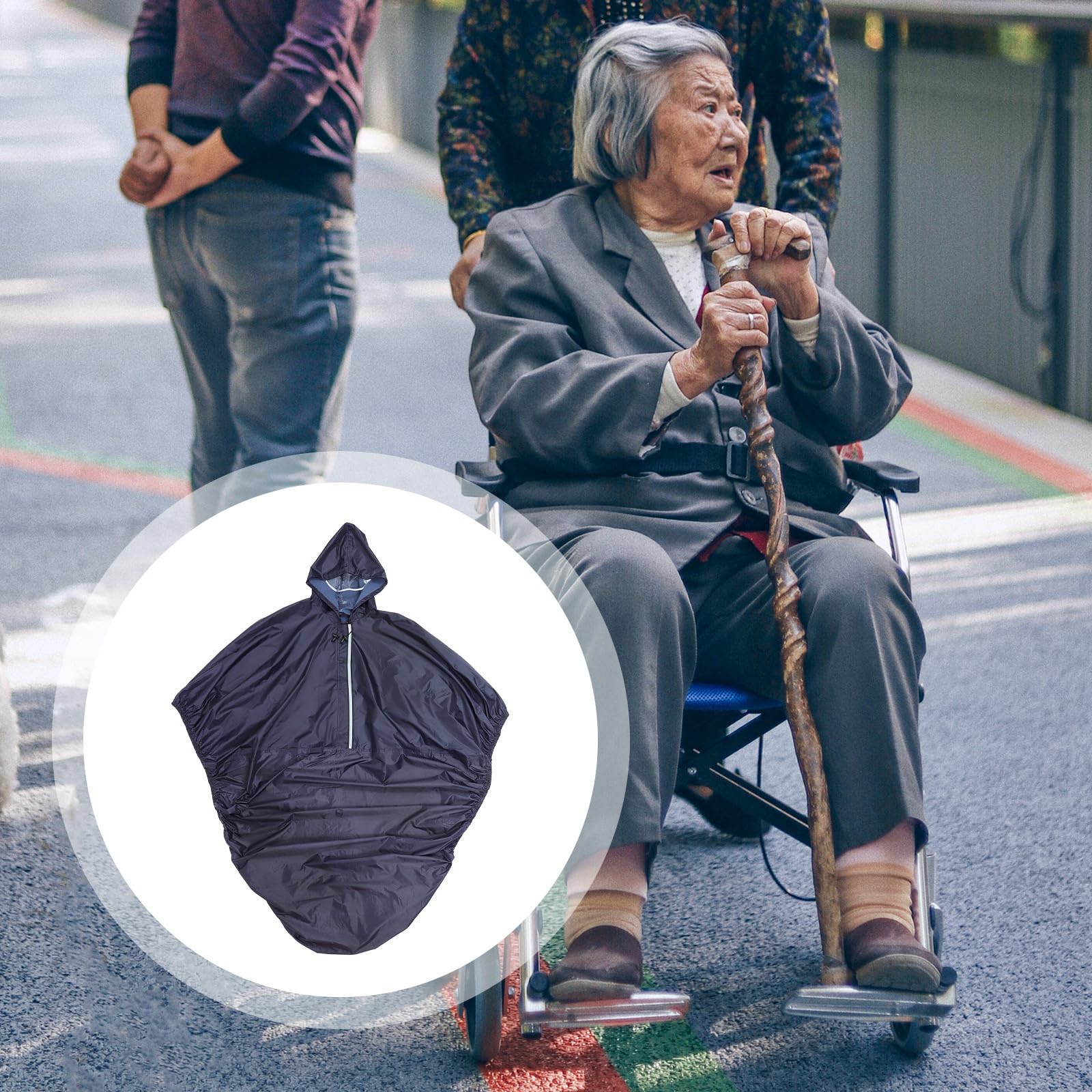 Poncho de Pluie pour Fauteuil Roulant Adulte en Polyester Taffeta Pvc | Pliable et Portable, Facile à Emporter, Usage Extérieur Toute Saison, Conçu pour Personnes Âgées