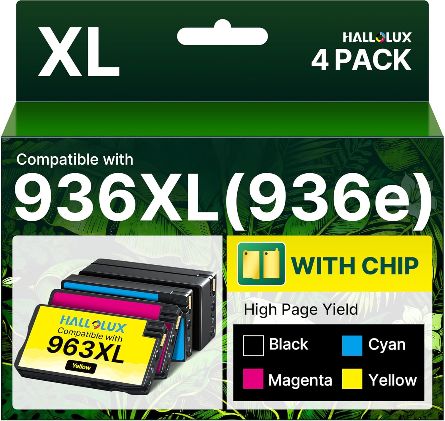 936 Ink Cartridges Combo Pack for HP Printer Ink Compatible with HP 936 Ink Cartridges Combo Pack for HP Ink 936 936E 936XL 9125e 9120e Use with Officejet Pro 9125e 9120e 9730e 9135e 9130e Printers