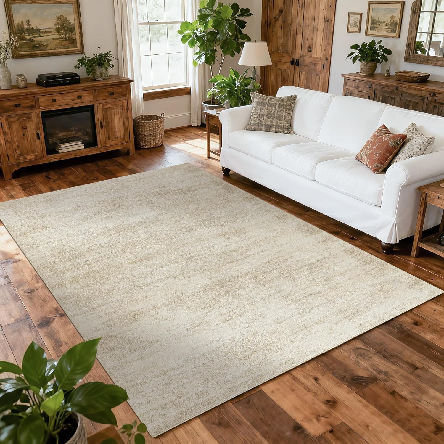 Tapis de chambre abstrait beige pour une décoration moderne 120x180