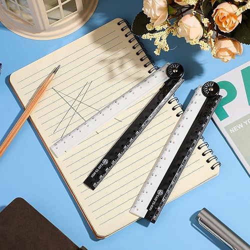 Miniatura 4 de 2 reglas plegables de 11.8 in12 pulgadas, regla de medición de ángulo plegable de acrílico múltiple, transparente, flexible, en blanco y negro,
