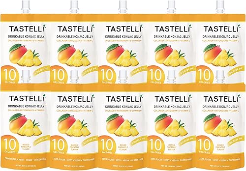 Miniatura 6 de Konjac - Gelatina infundida con bebida de colágeno + vitamina C + antioxidantes, 10 calorías, vegana, cero azúcar, bolsa de postre saludable para