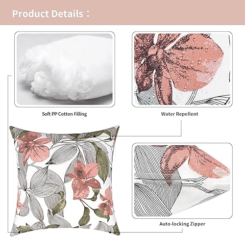 Miniatura 3 de TWLEAR Almohadas de exterior para muebles de patio de 18 x 18 pulgadas, almohadas cuadradas para exteriores con insertos, almohadas decorativas para