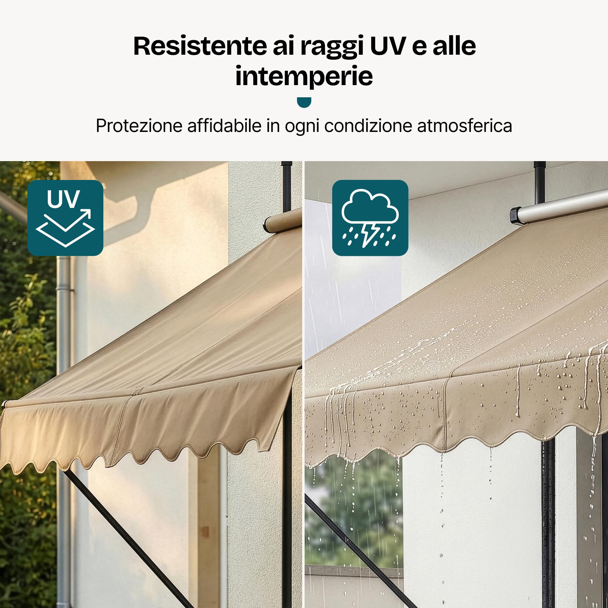 Coppia Supporti Tenda da Sole a Caduta | Marrone | Inclusi Arganello