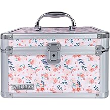 Vaultz Locking Storage Box with Key Lock, Mesh Pocket, Adjustable Interior Compartment, Square, 10 x 10 x 6.5 Inches, Floral VZ03994