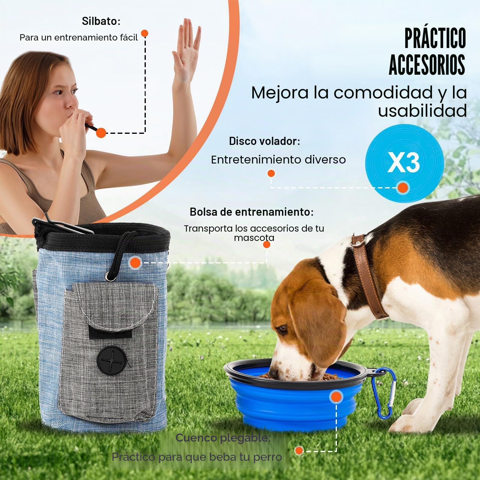 VEVOR Kit de Equipo de Entrenamiento de Agilidad para Perros 7 Piezas Carrera de Obstáculos para Cachorros con Vallas Altas Ajustables 6 Postes Túneles Arco de Salto Caja de Descanso Silbato Cuenco