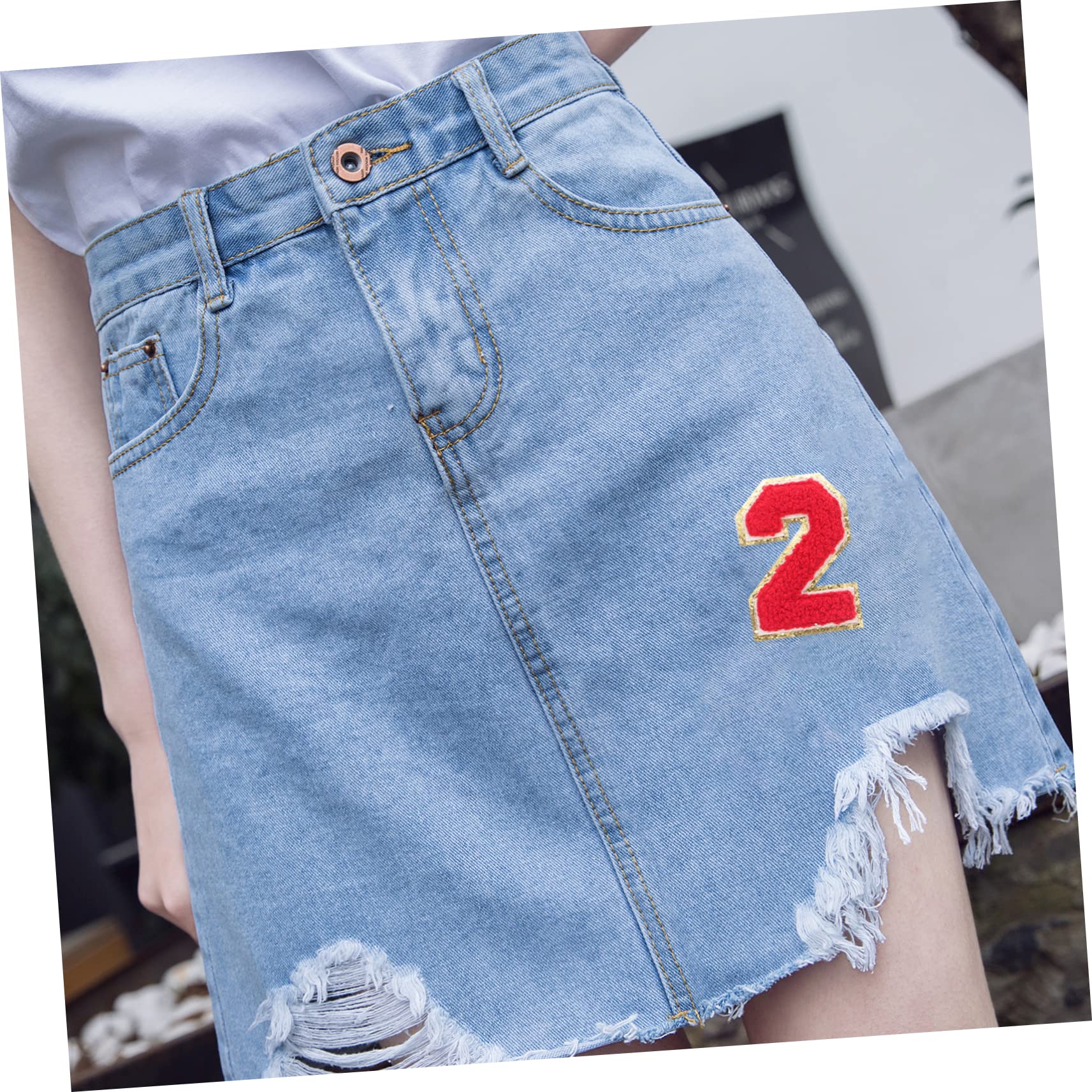 Operitacx 100 Pièces Patch Numérique Patchs De Réparation Décoratifs Accessoire De Vêtements Brodés Coudre Des Patchs Numérotés De Vêtements Numérotés ments Orne Polyester Rouge