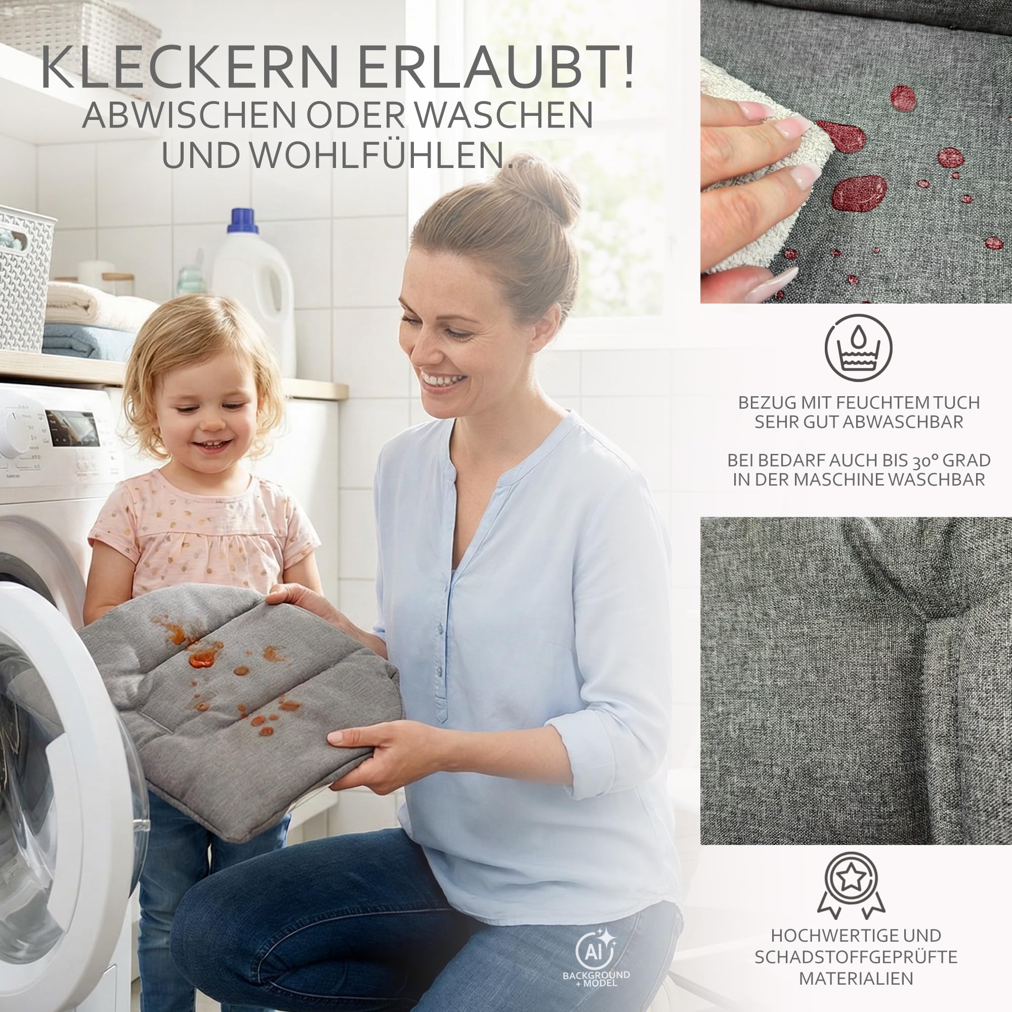 Bambiniwelt Housse de rechange pour chaise haute Meliert (gris foncé)