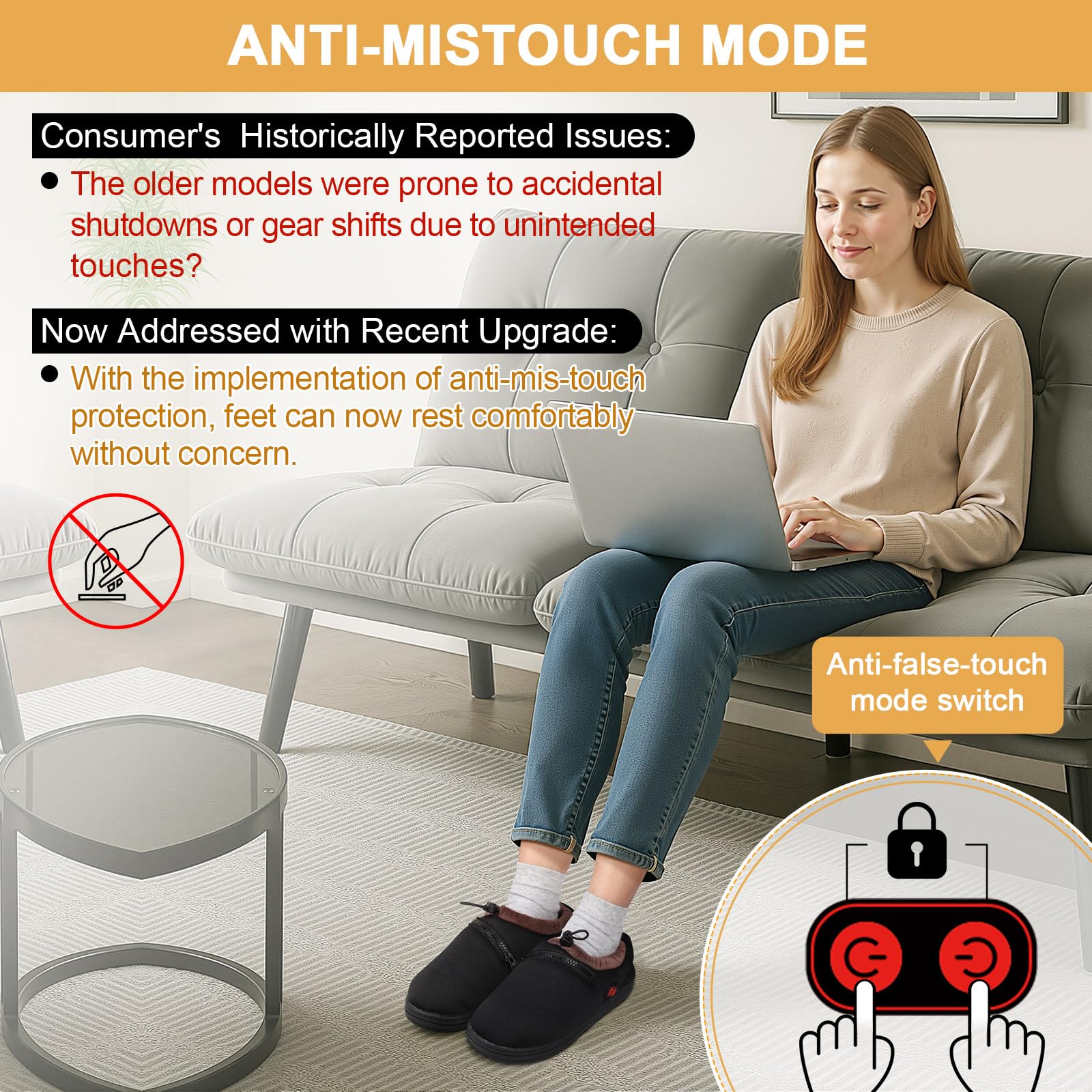 Chaussons Chauffants, Rtdep 5V 5000mAh Batterie Chaussons Chauffant, Contrôle à Double Interrupteur Chausson Chauffant Electrique,Chaussons Chauffants Homme Femme