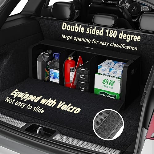 Miniatura 3 de GMQ Organizador de maletero de automóvil para SUV, organizadores de automóvil y almacenamiento con almacenamiento plegable, tapa magnética de gran