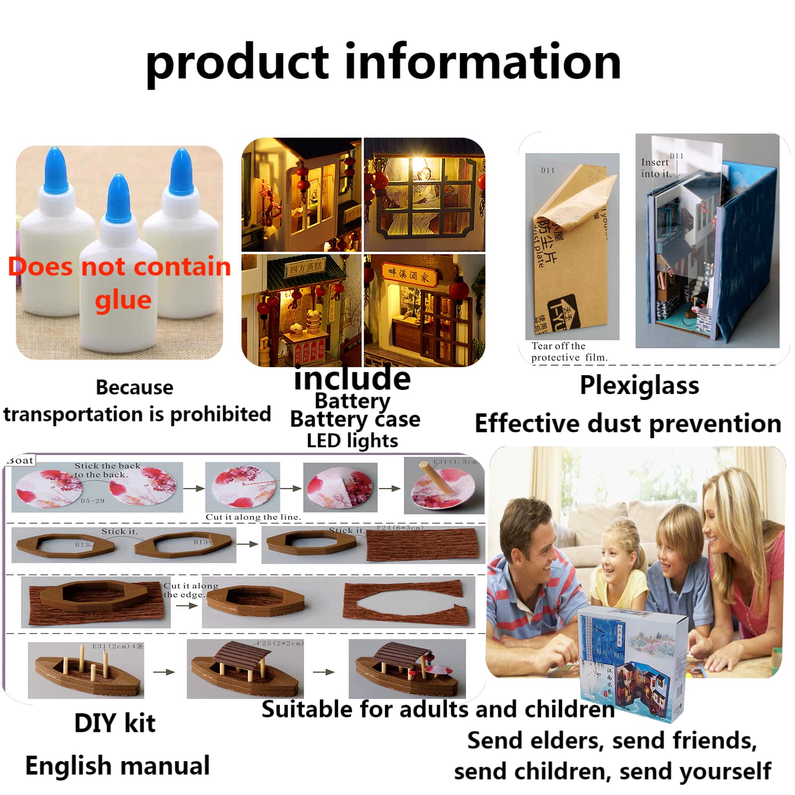 Alley World Bookshelf Insert Box,Book Nook Shelf Insert Kit,DIY Wooden