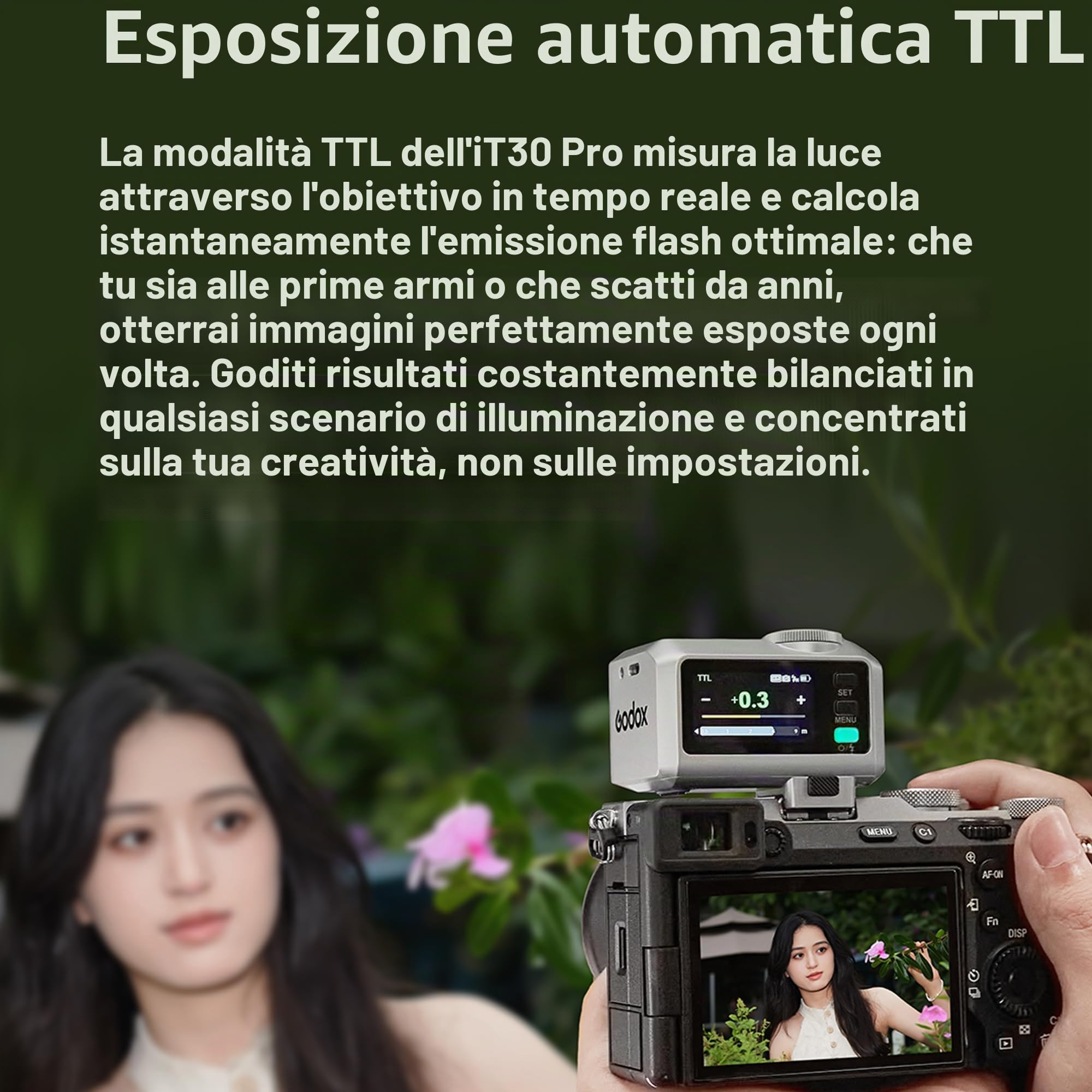 GODOX iT30Pro N TTL fotocamera flash Speedlite 2,4 GHz HSS 1/8000s GN15 con touchscreen Supporta le modalità Master e Ricevitore Diffusore incorporato per fotocamere Nikon