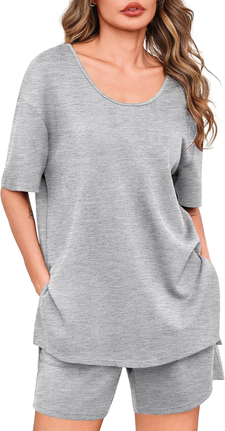 Totatuit Women Short Sets 2 Piece Lounge Set Summer Oversized Shirts Bottom 2026 Matching Travel Outfit Clothes