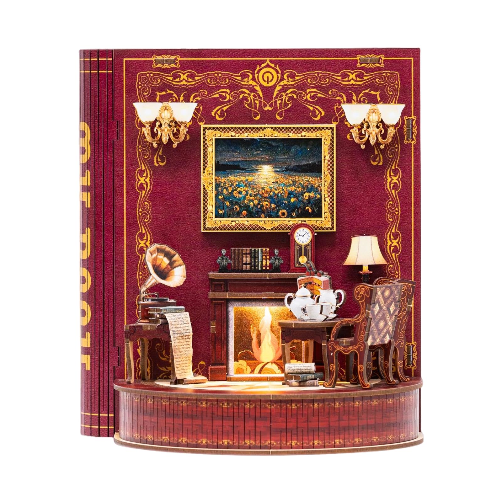 ETKVR Book Nook Kit, DIY 3D Wooden Puzzle Bookend Booknook Miniature Doullhouse Kit for Bookshelf Decoration, DIY Model Insert Alley Book Nook Kits for Adults - Book Theater