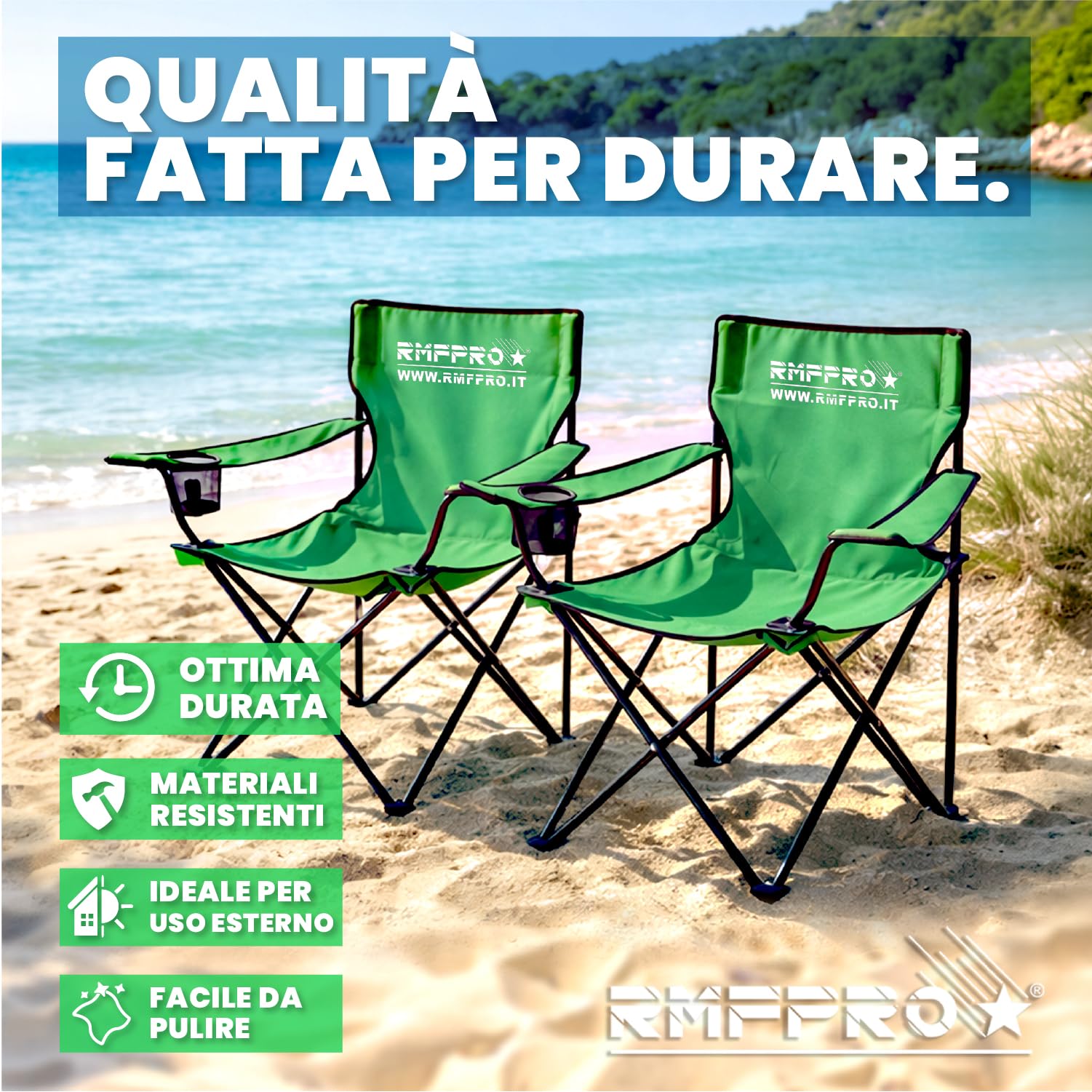Set de 4 Sillas Camping Plegable con Asiento Cómodo y Relajante, Silla de Playa Portátil con Posavasos - Silla Mar y Jardín, Tejido Ligero Transportable Silla de Exterior Verde