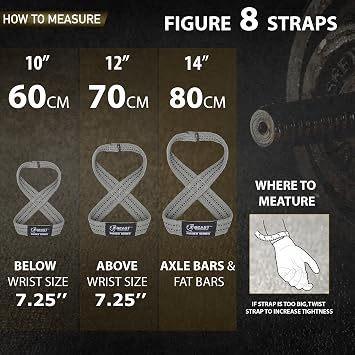 Figure 8 Lifting Strap- Strongman 10-14 Deadlift Straps- True Grip Support & Heavy Duty Wrist Straps for Weightlifting Women Men- Hand Straps for Weight Lifting Figure 8 Straps for Gym Workout