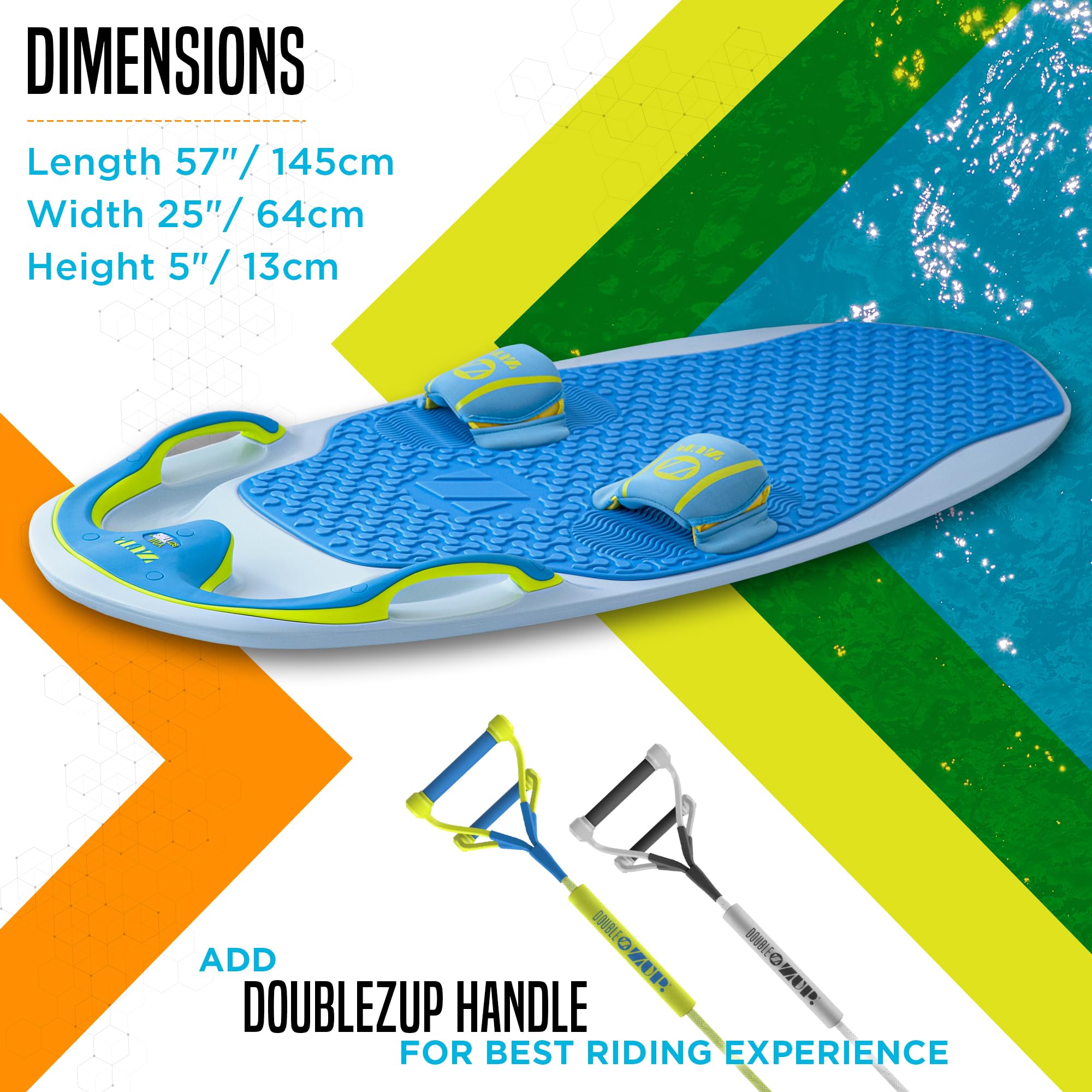 ZUP YouGotThis Wakeboard, Kniebrett, Wakeskate und Wakesurf-Board, geeignet für Kinder, Jugendliche, junge Erwachsene, geformter Kunststoff mit EVA-Schaumpolsterung, Silber
