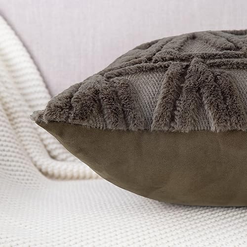 Miniatura 5 de Madizz - Juego de 2 fundas decorativas para cojines para sofá o dormitorio, suaves, afelpadas, de lana corta aterciopelada fundas decorativas para