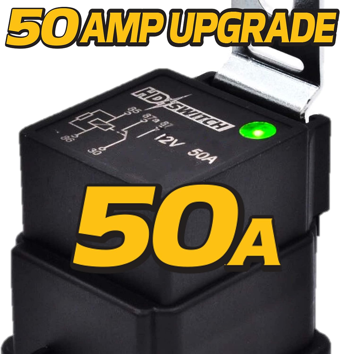 HD Switch 4 Pack Waterproof 12V Relay Replaces John Deere AM123716 Hella - with Dielectric Grease, 50 AMP & LED Indicator Upgrade