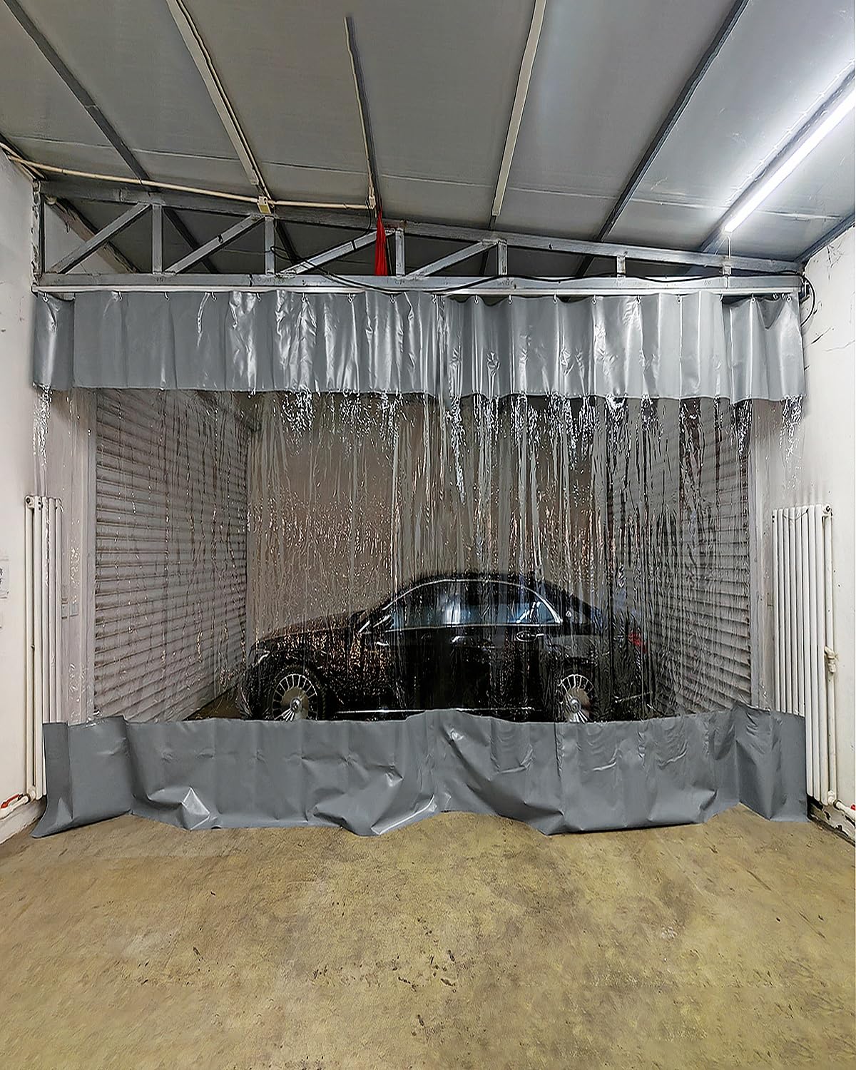 Industrial Wash Bay Curtains, Car Wash Garage Divider Curtain with Track, Multiple Sizes, Vinyl(W2.5xH2.2m/8x7ft)