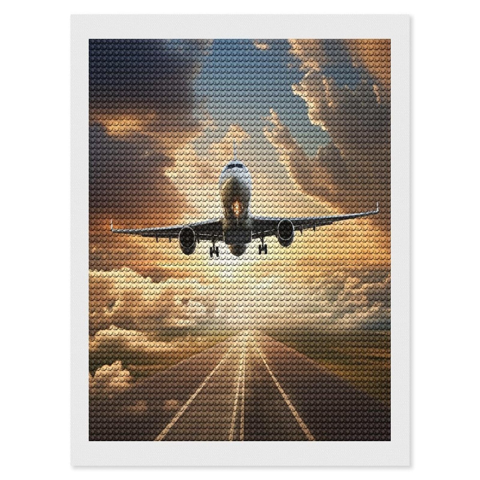 FekiLoot Airplane Paint by Numbers Kit for Adults Beginner DIY Diamond Dots Paintings Round Full Drill Diamond Art Kits Picture Diamond Art Painting Kits for Home Decor 12"x16"