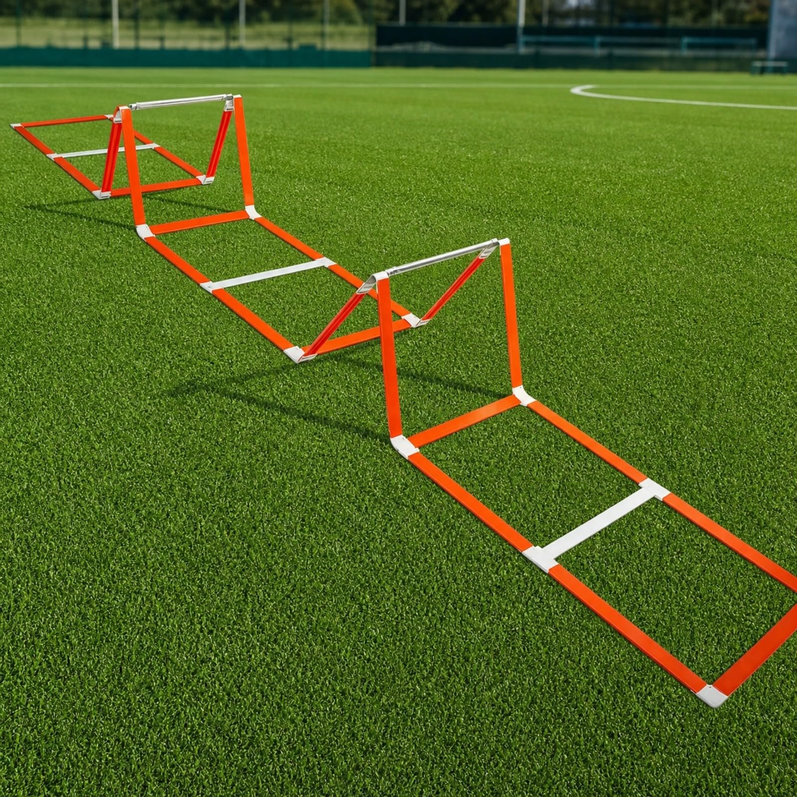 Milageto Flach Trainingsleiter mit Hürdenfunktion | Platzsparend Faltbares Design, Hürdenleiter, Strukturierte Oberfläche für Traktion, Agilitätsleiter, Fußballtraining