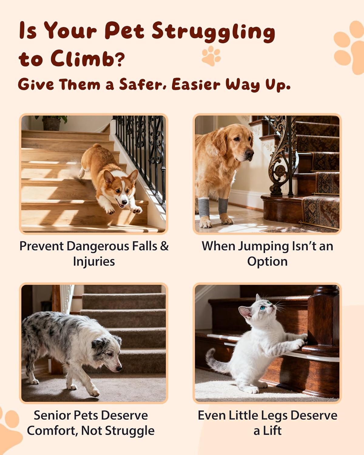 Dog Ramp for Stairs 2Pack, Try Now Risk-Free! Low-Profile Non-Slip Pet Stair Ramps with Washable Cover, Gentle Slope for Senior, Small Short-Legged Dogs and Cats (Corgi, Dachshund)