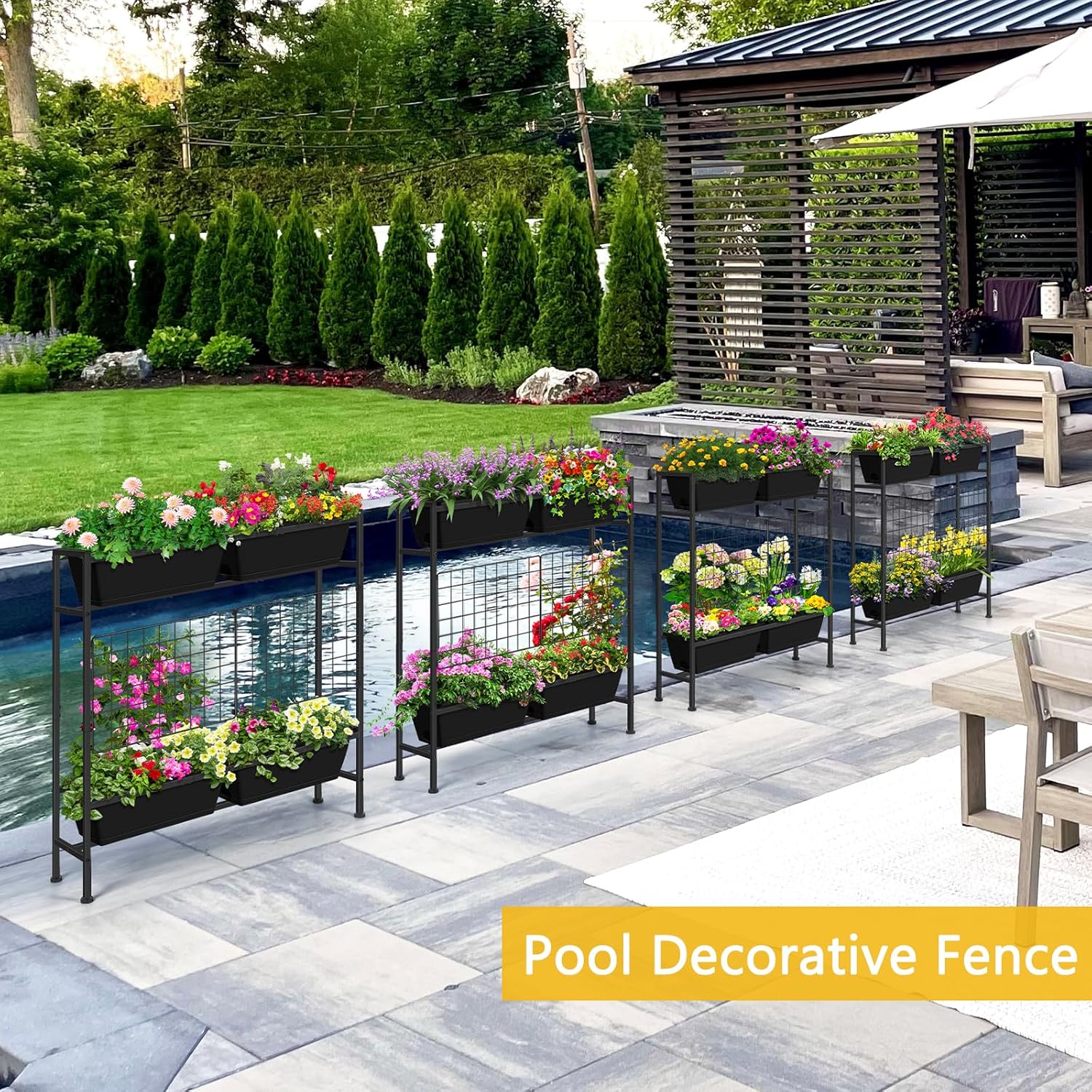 ETELI Vertical Raised Garden Beds Outdoor Elevated Herbs Garden Planter Boxes with Trellis and Legs 32.4" Flowers Beds Vertical Planters for Small Climbing Plant Vegetables Patio Balcony, Black