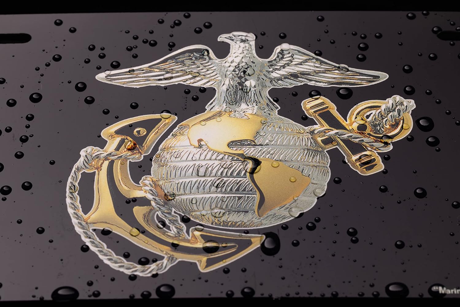 Airstrike USMC License Plate Marines License Plate-Marine Corps Emblem on Black Made in USA Metal License Plate-669