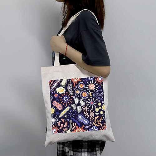 Miniatura 4 de LEVLO Bolsa de compras para bacterias de microbiología, ciencia, arte, biólogo, reutilizable, bolsa de mano, regalo para profesor