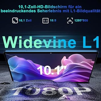 Android 15 Tablet with 64GB ROM + 2TB TF Tablets 10.1 Inches WiFi 6 Bluetooth 5.0 Dual Camera 8+5MP 1280 x 800 HFD Cast OTG Type C with Case Keyboard & Mouse Blue