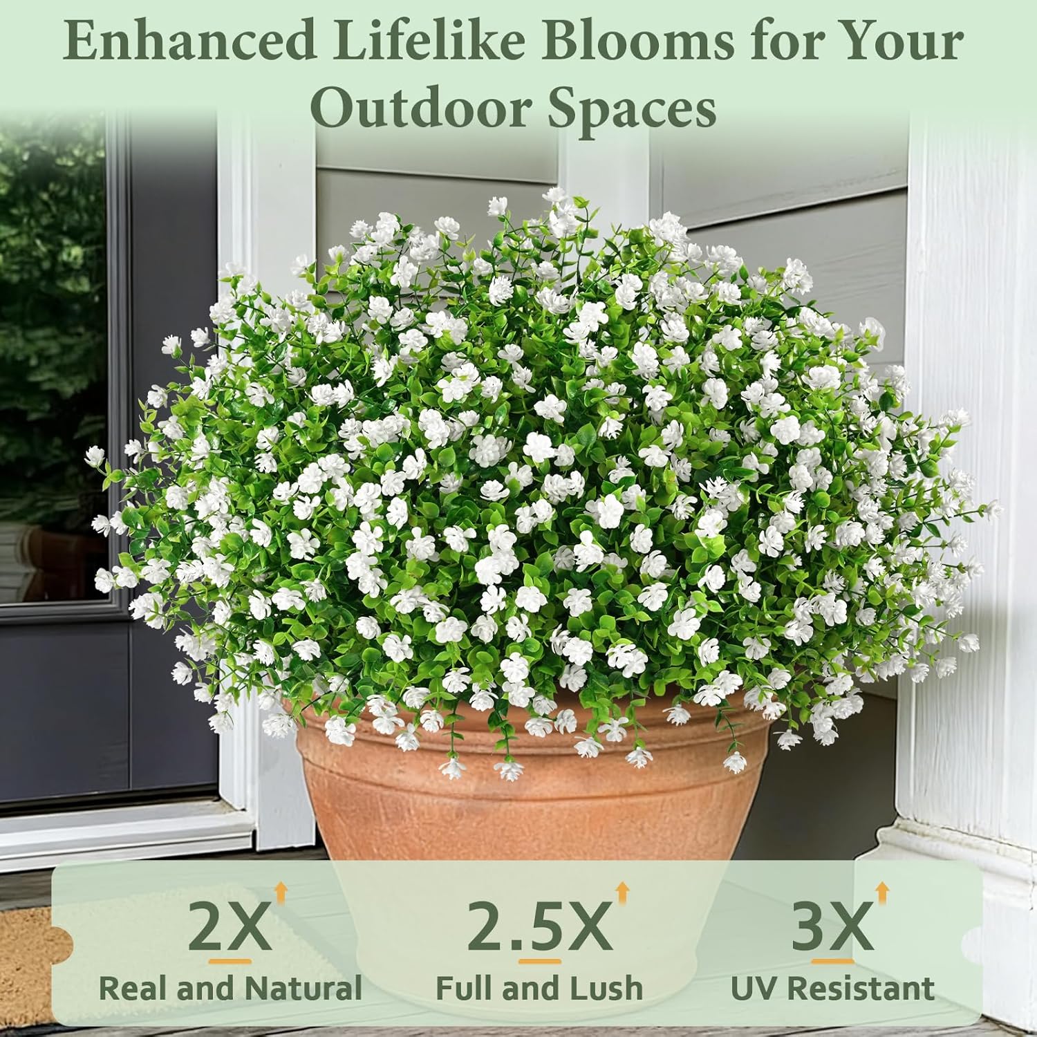 Yastouay Artificial Flowers for Outdoors UV Resistant, 22 Bundles White Realistic Fake Outdoor Flowers Fake Plants, Faux Flowers for Outdoor Planters Front Porch Garden Window Box Farmhouse Decor