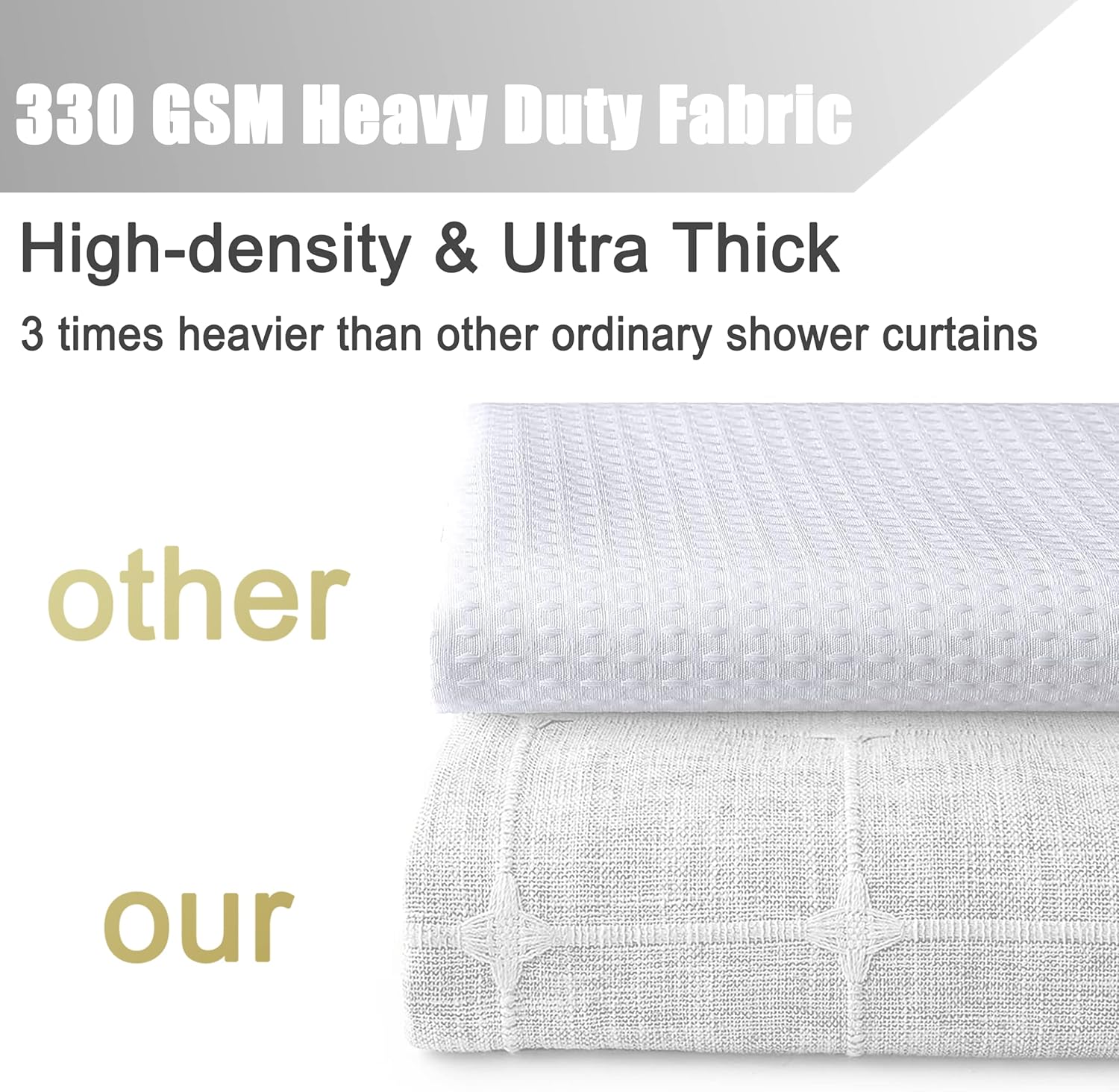 Boho Farmhouse Shower Curtain for Bathroom with Metal Hooks Thick Linen Fabric Shower Curtain with Tassels Heavy Duty Vintage Bath Curtain for Wet Room Bathtub Shower Stall - 72 x 72 Inches (White)