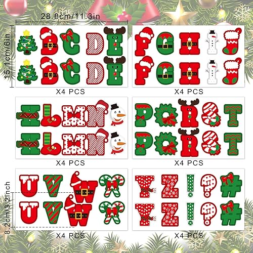 Miniatura 2 de Whaline 232 piezas de 24 hojas de calcomanías de letras grandes de Navidad de 2.4 pulgadas, letras del alfabeto, letras y números, lindas