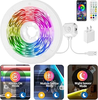 LED Streifen Bewegungsmelder 3 Meter,RGB LED Strip mit PIR Bewegungssensor,PIR Lichtsensor Licht leiste,3 Modi,Always on,PIR Motion Sensor,PIR Night Sensor