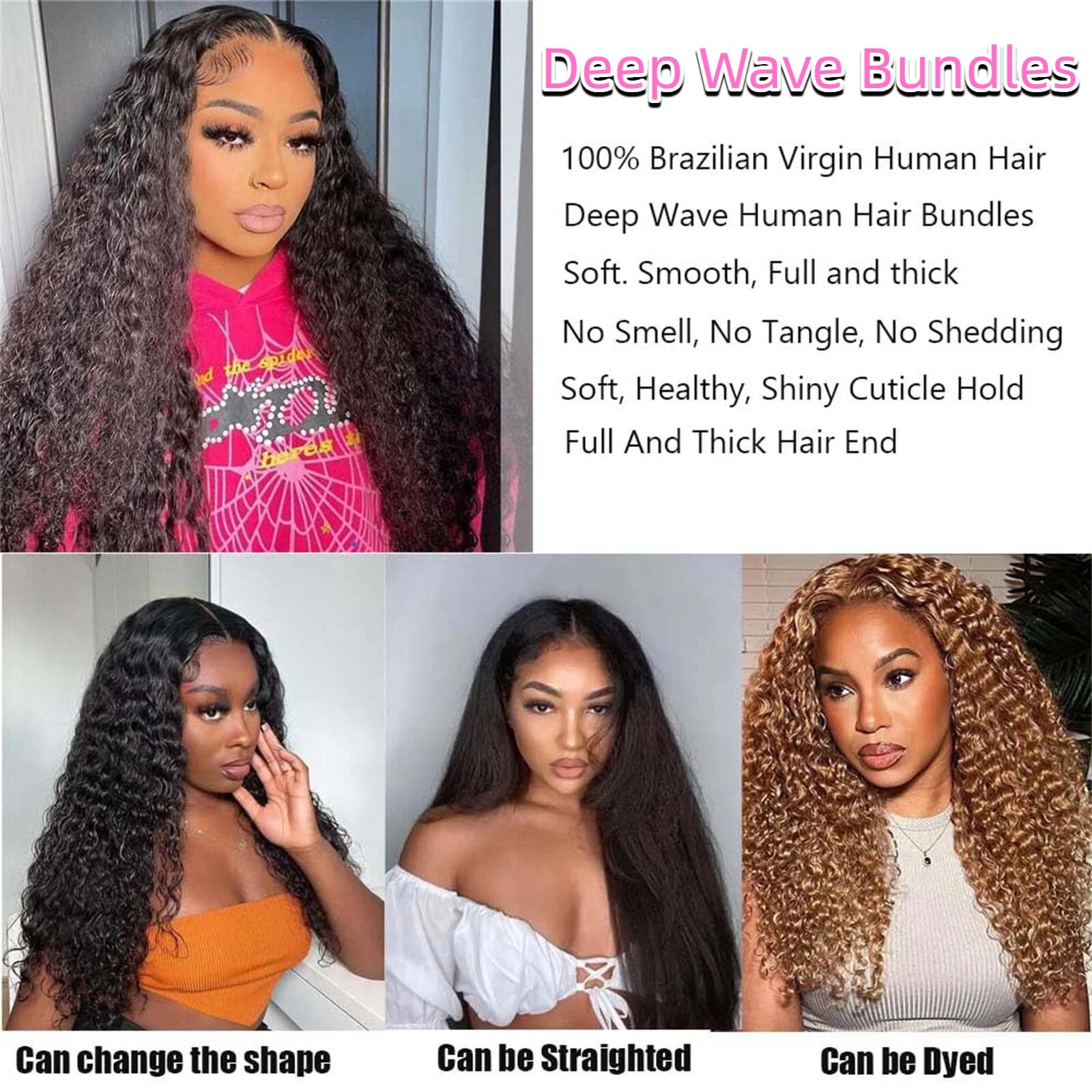 100% Brazilian Virgin Human Hair Extensions 20 22 24 Inch Wet Wavy 20 22 24 Inch Body Wave Brazilian Virgin Human Hair Bundle  main image 4