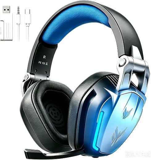 BENGOO V-4 Gaming Headset for Xbox One, PS4, PC, Controller, Noise Cancelling Over Ear Headphones with Mic, LED Light Bass Surround Soft Memory Earmuffs for PS2 Mac Sega Dreamcast PS5 Games