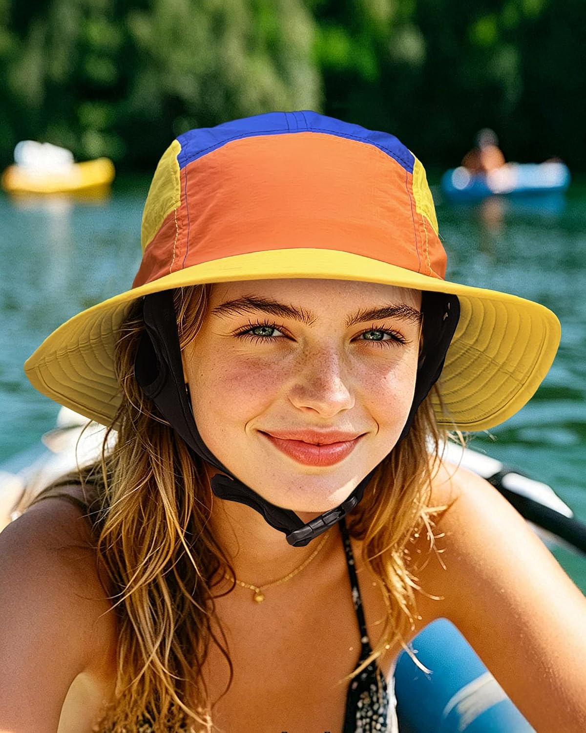 Clakllie Quick Dry Surf Bucket Hat with Strap Waterproof Sun Hat Packable Boonie Hats for Men UPF 50+ Beach Hiking Hats