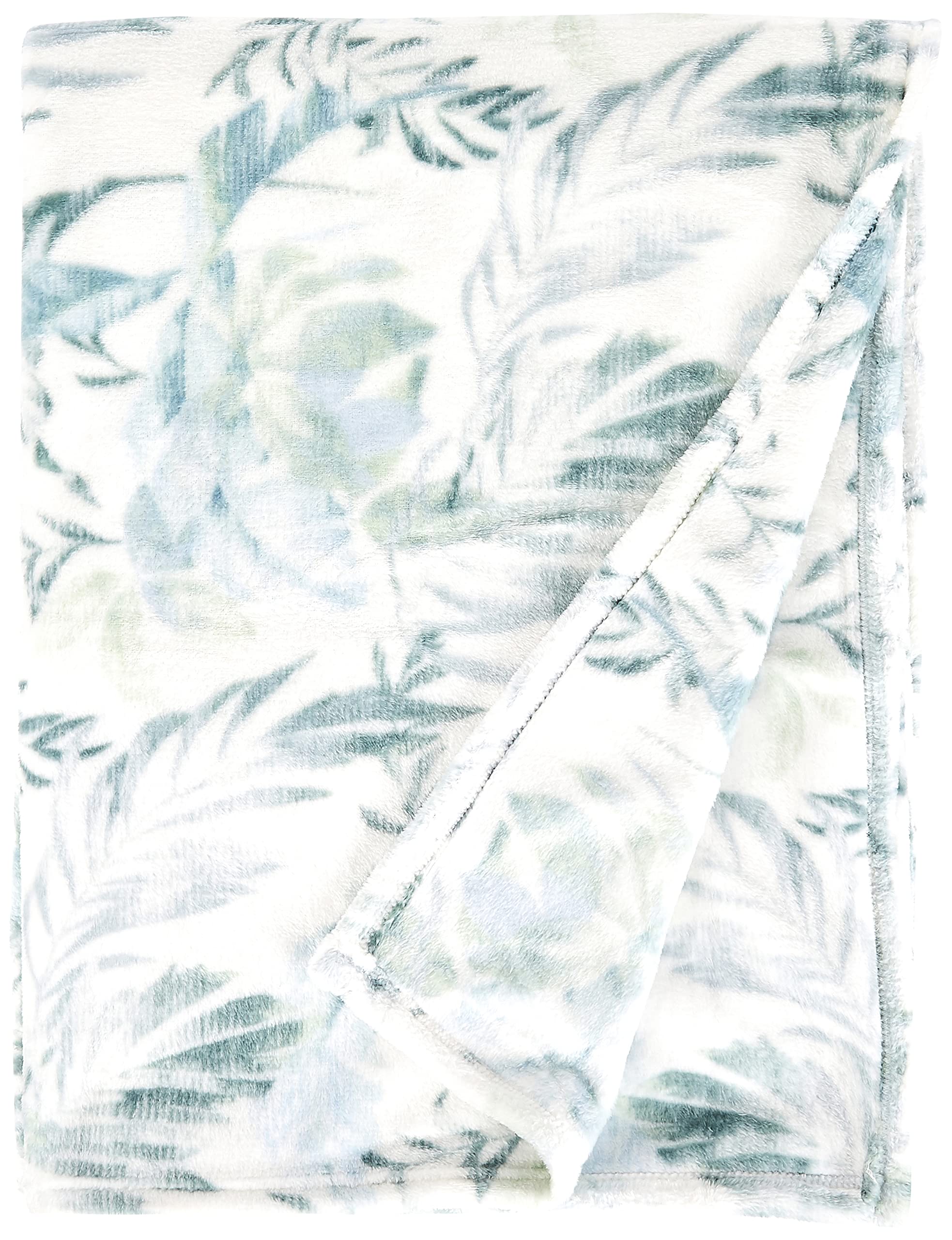 Home Wallpaper Leaves Ultra Soft Plush Throw, 50x70, Green