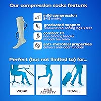 Vista 12 de Dr. Motion Calcetines de compresión para hombres y mujeres, el mejor ajuste atlético graduado para caminar, senderismo, correr, enfermeras, 5 pares