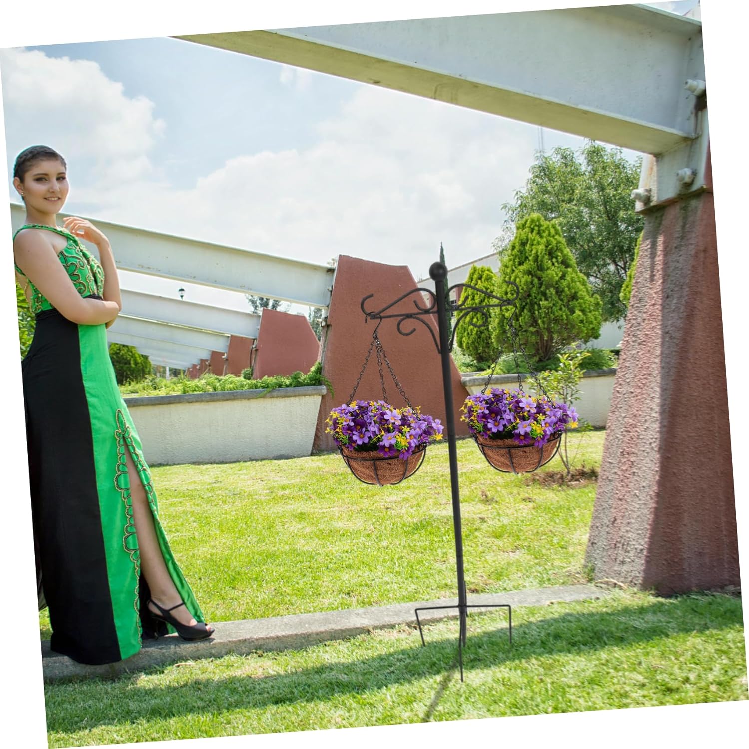 Shepherds Hooks for Outdoor Garden Hanger Prong Base for Bird Feeders Lanterns Plant and Wind Chimes and Easy to Install Black