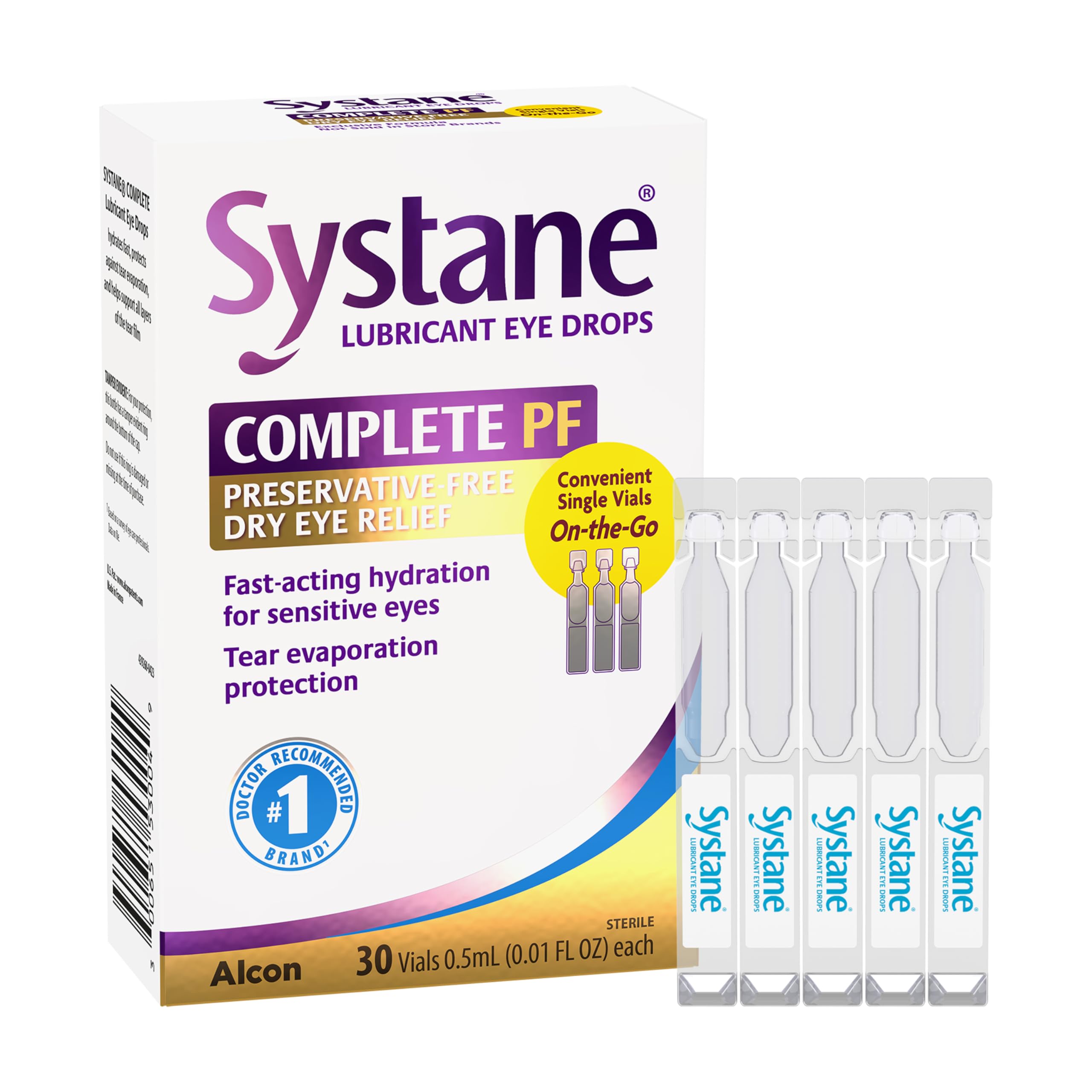 Complete Unit-Dose Preservative-Free Eye Drops 30ct Single-use vials for Dry Eye Relief