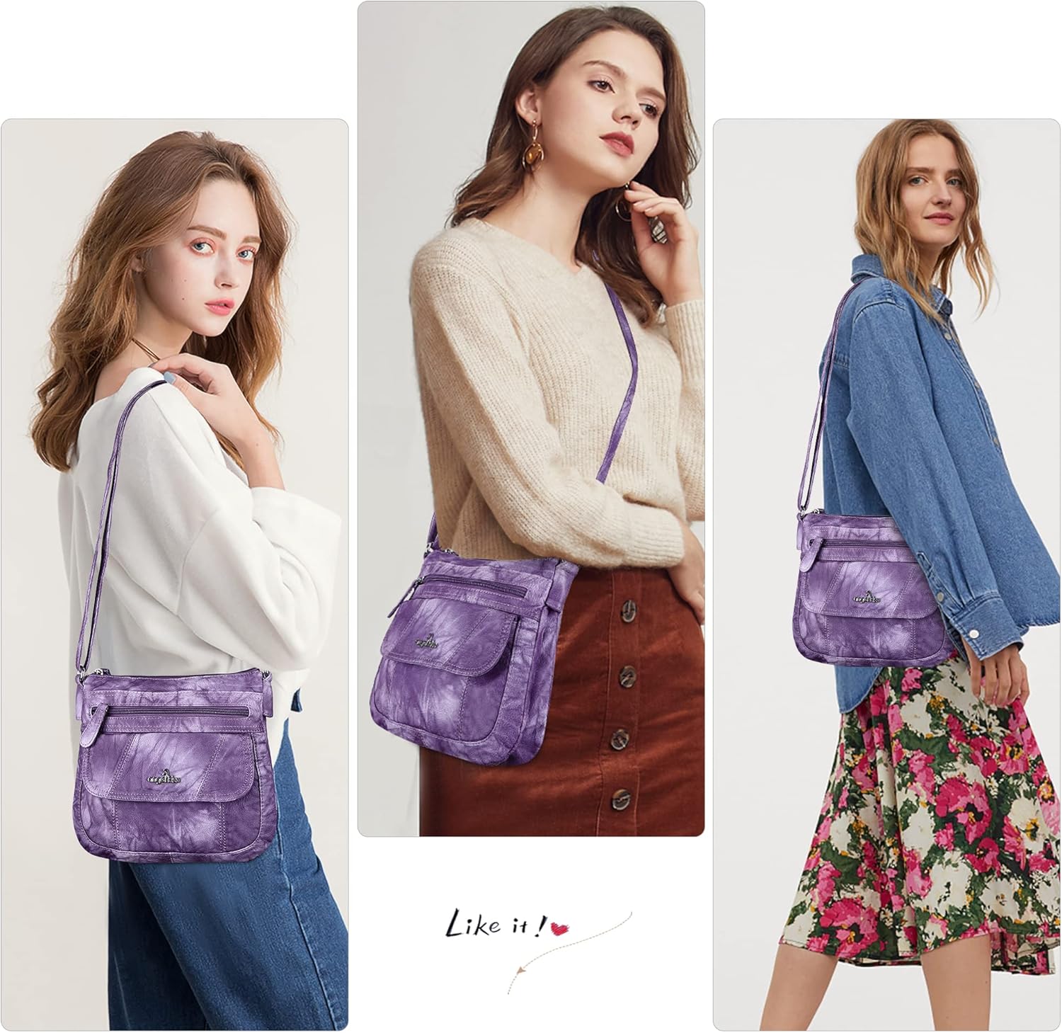 Angelkiss Small Womens Crossbody Bag Leather Shoulder Purse for Women Hobo Bag with Adjustable Shoulder Strap - Image 2