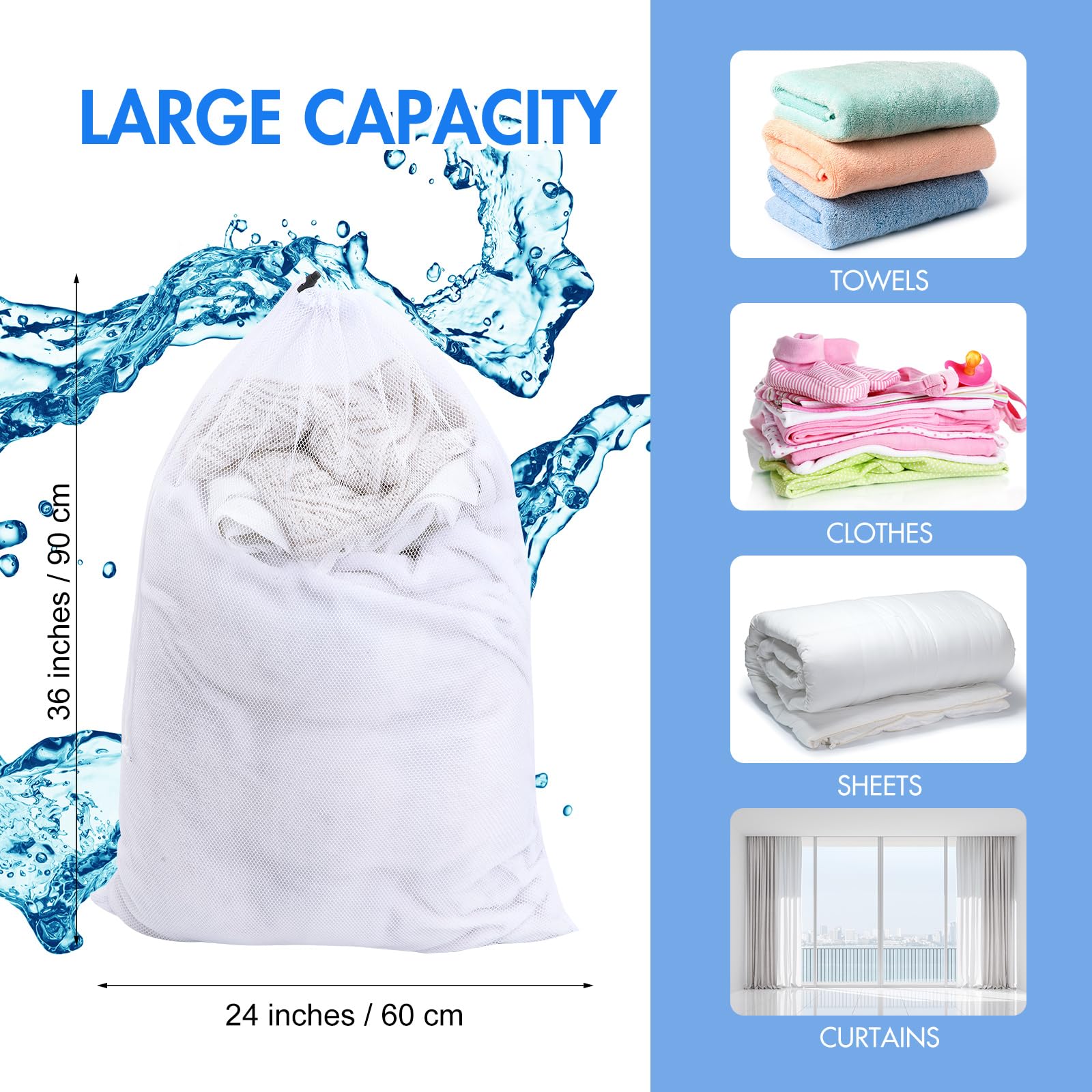 Berlune Paquete de 30 bolsas de malla grandes de 24 x 36 pulgadas para lavandería, bolsas de lavado, material de malla resistente cerrado con cordón, fábrica, universidad, dormitorio, viajes y