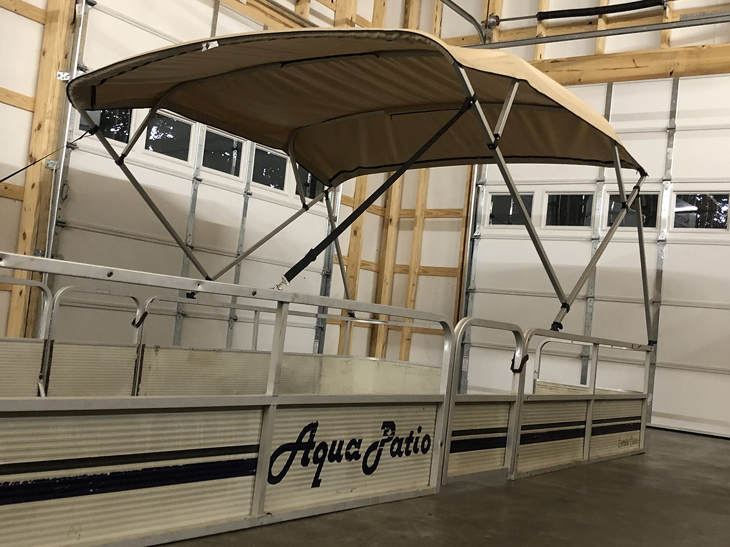 Complete Beige Pontoon Boat Square Tube Bimini Top Kit 10'x8' by Cypress Rowe Outfitters: Ideal Shade Bimini Canvas, Frame, Hardware for Years of Durable, Lasting, and Reliable Shade